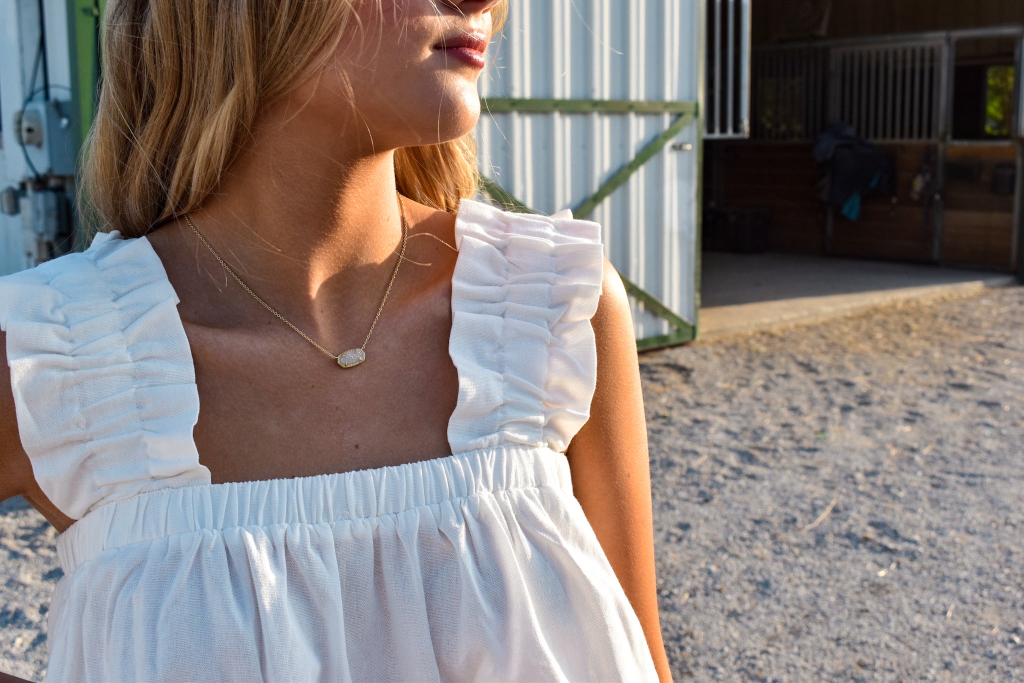 All Summer Long Ruffle Tank White