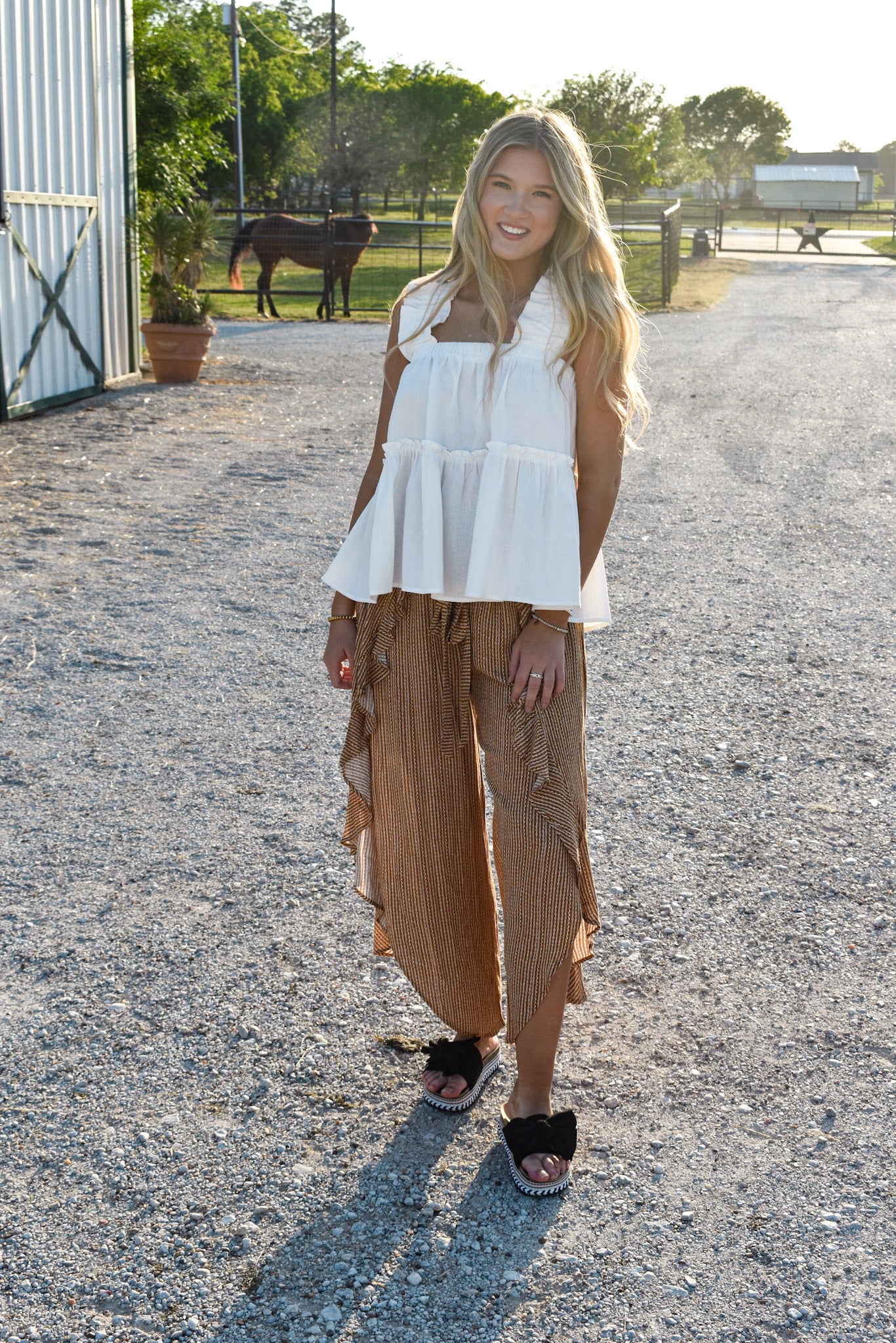 All Summer Long Ruffle Tank White