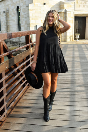 Sassy & Short Black Tiered Dress