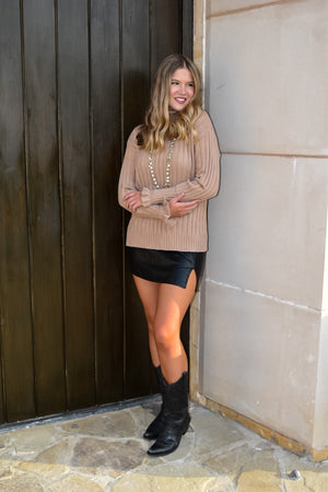 Ruffle Rib Knit Taupe