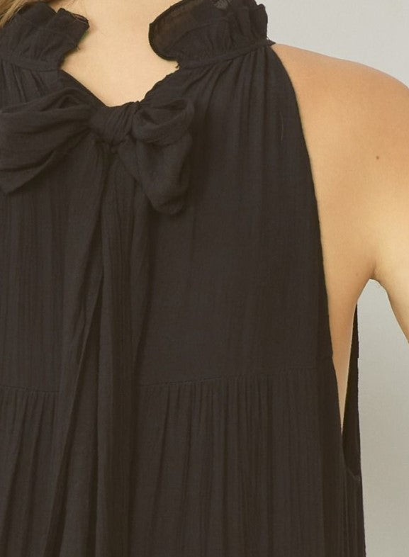 Sleeveless Tiered Dress Maxi Black