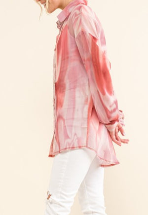 Marble Print Sheer Top