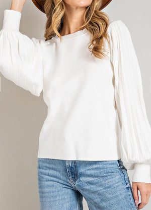 Pleated 2024 sleeve sweater