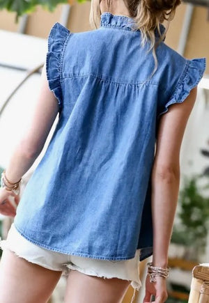 Denim Ruffled Top