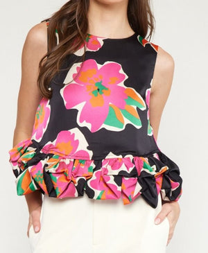 Abstract Floral with ruffle hem