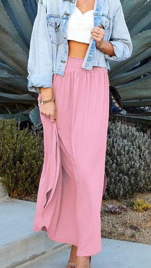 Smock Waist Maxi skirt Antique Pink