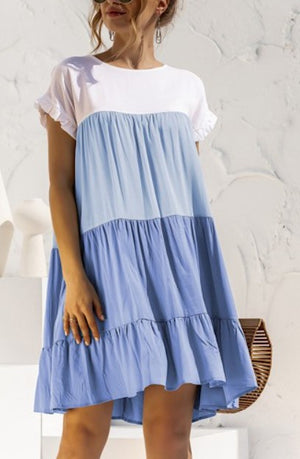 Everyday Tiered Dress Blue