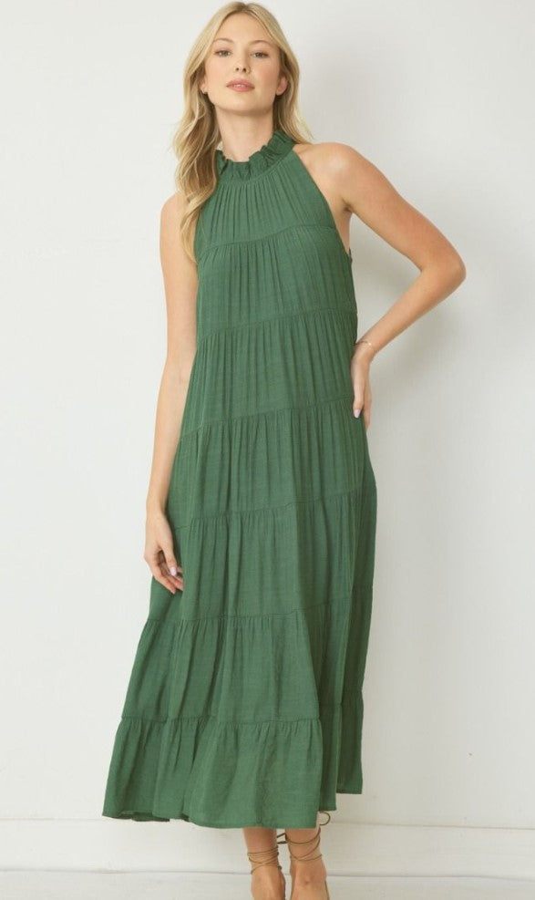 Sleeveless Tiered Dress Maxi Hunter Green