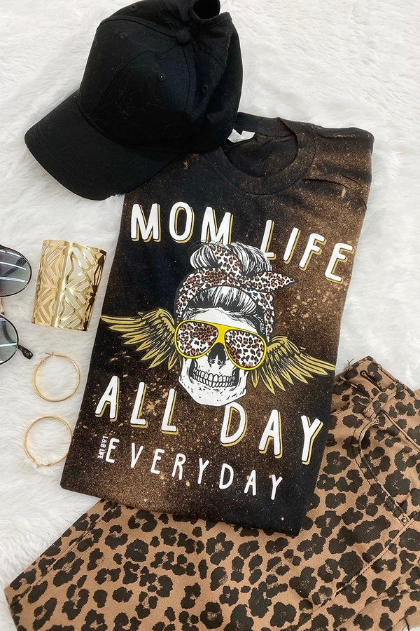 Mom Life All Day Every Day Leopard T shirt